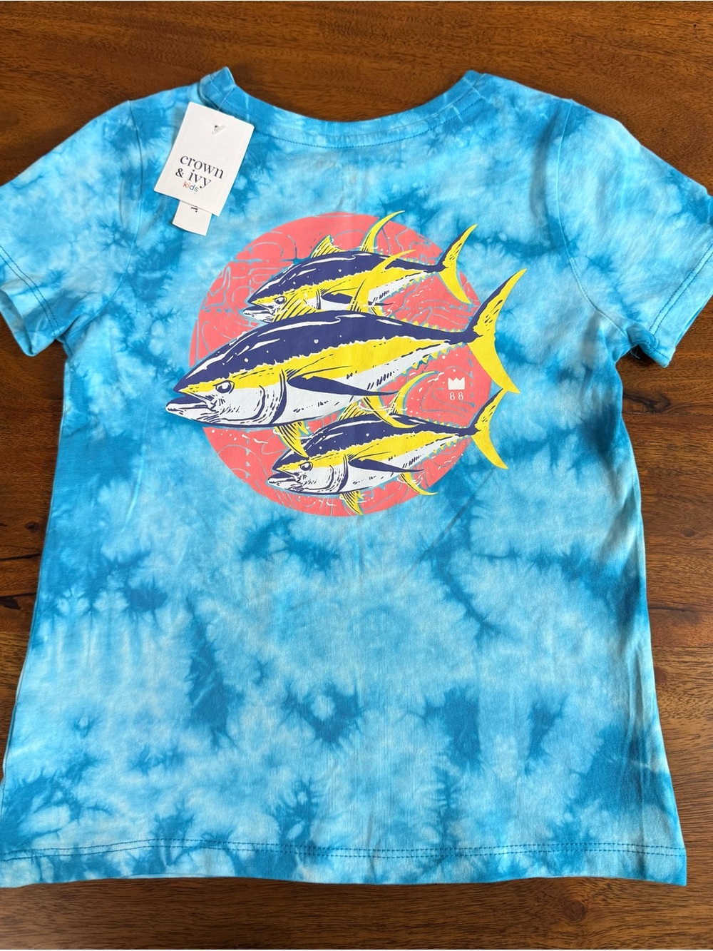Brand New-Crown & Ivy Kids Blue Tie-Dye Tuna Short Sleeve Tee